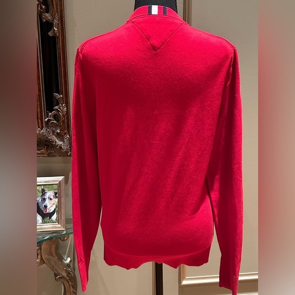 Tommy Hilfiger Women’s Red Embroidered Logo Cotton Pullover Sweater Size Small - Picture 4 of 6
